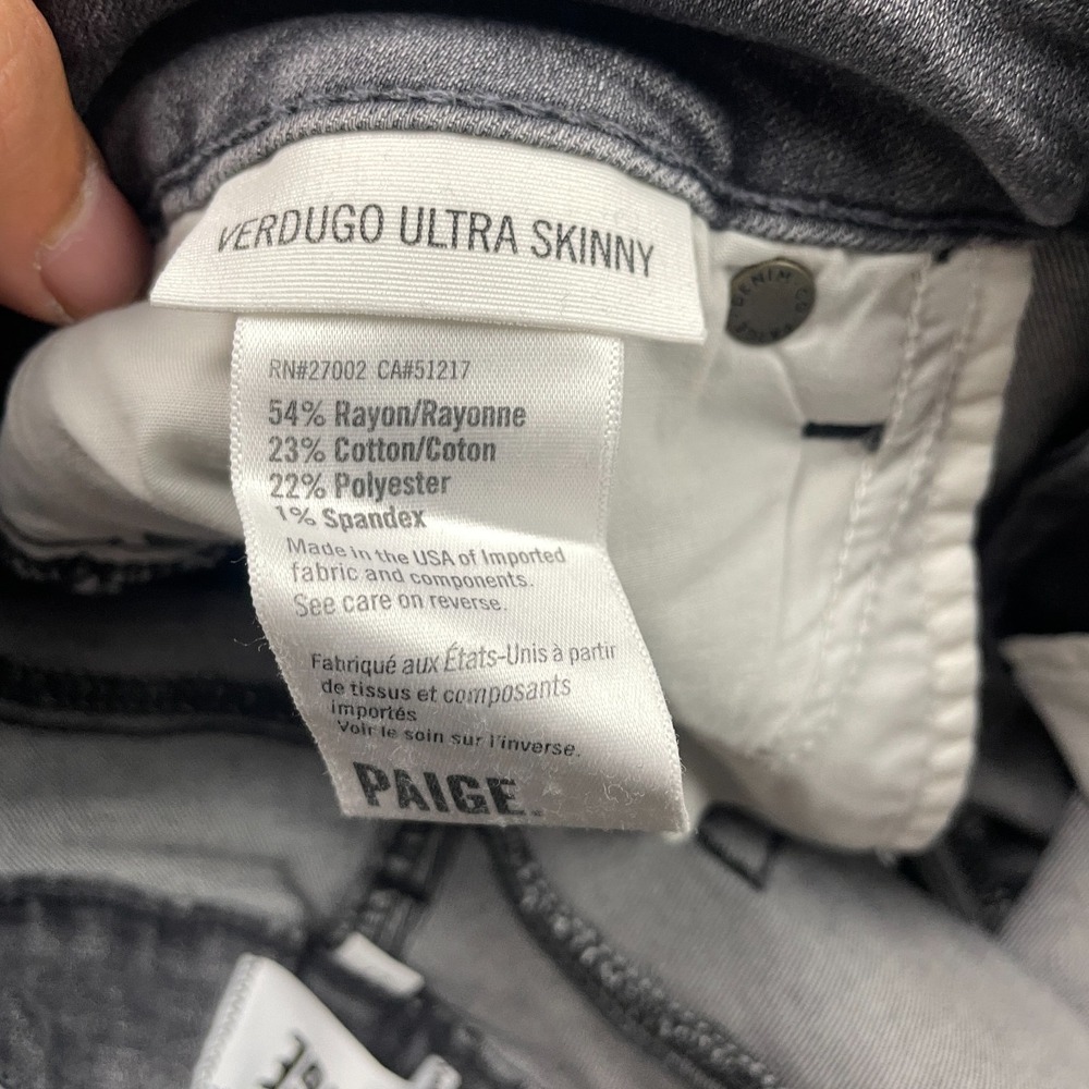Paige Jeans Womens 27 Gray Verdugo Mid Rise Ultra Skinny Transcend NEW NWT 179$ - Picture 7 of 12